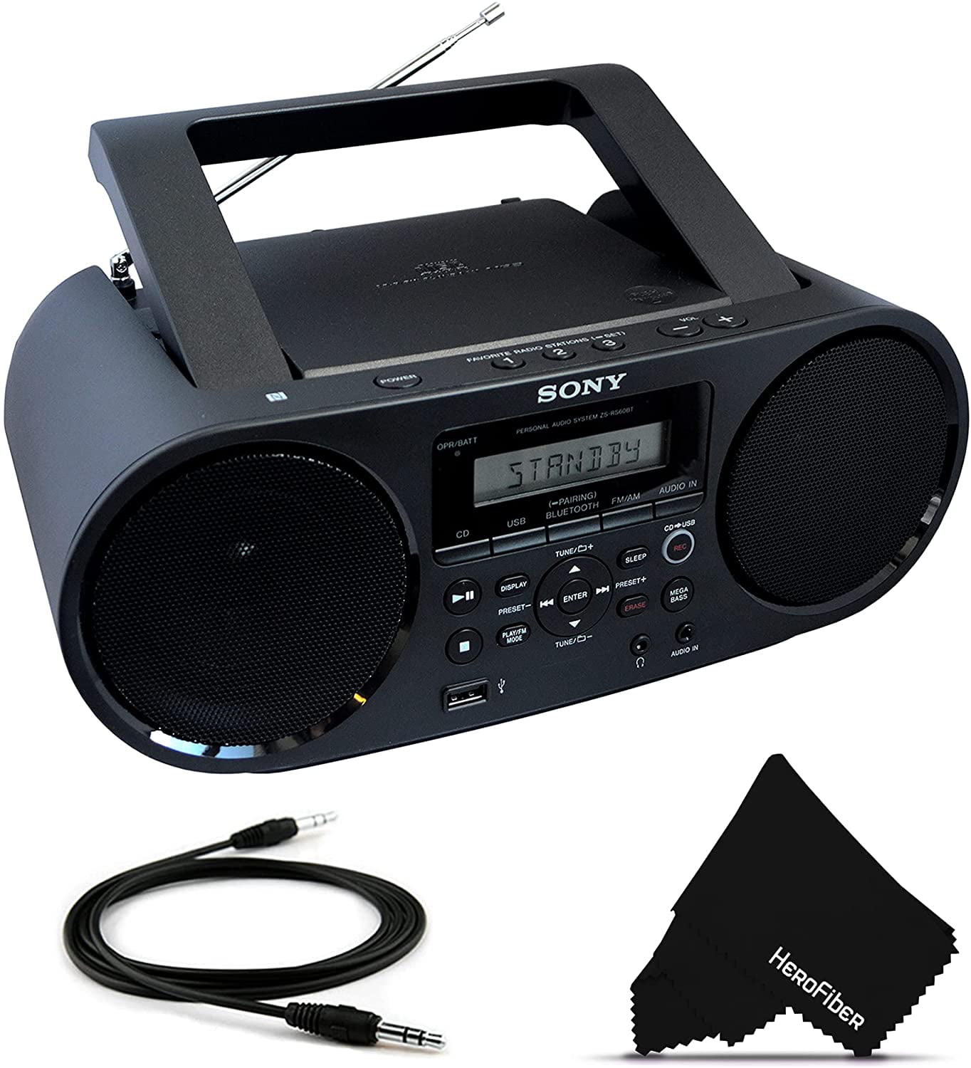 Sony Portable Bluetooth Digital Turner AM/FM CD Player Mega Bass Reflex Stereo Sound System 