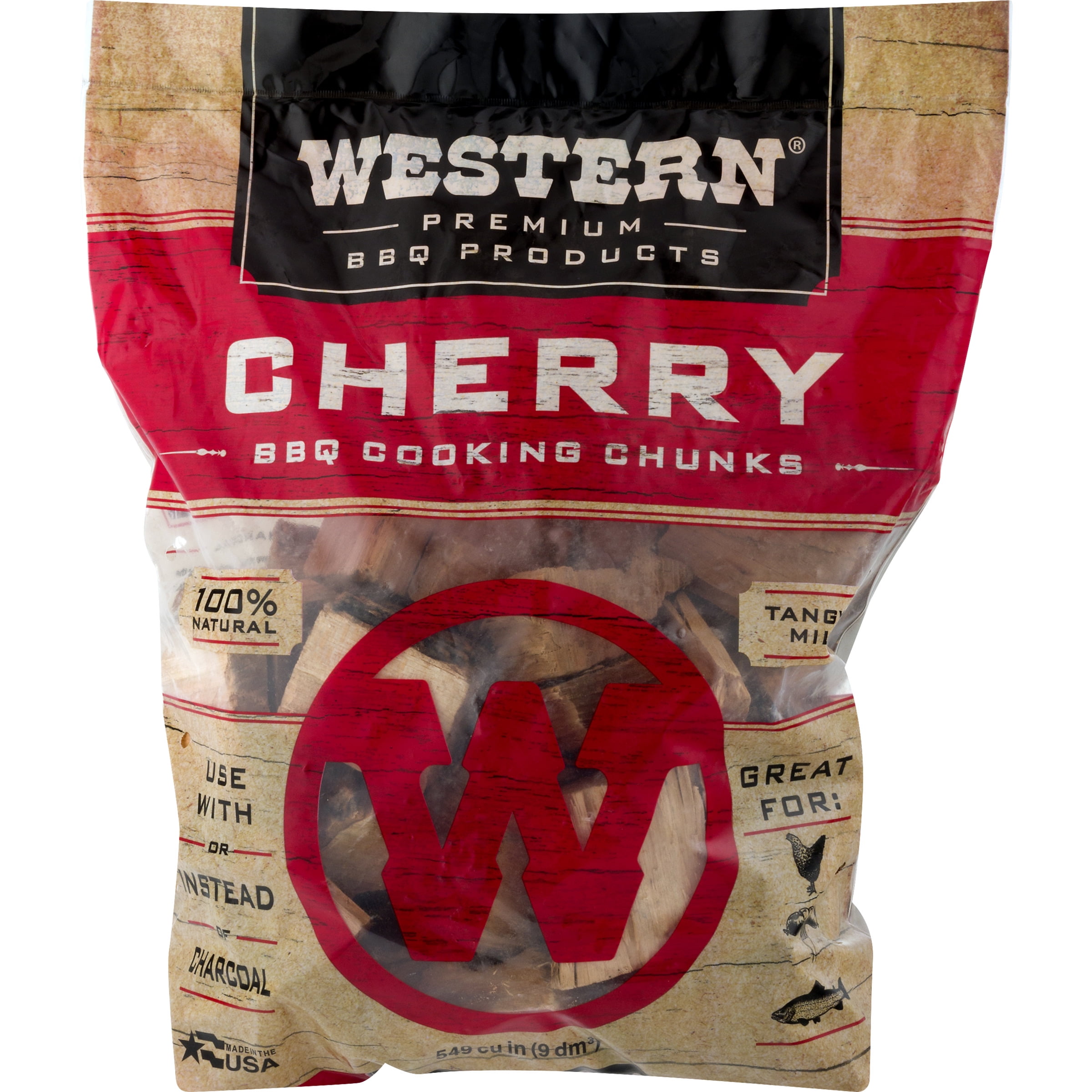 Western Premium BBQ Cherry BBQ Wood Chunks, 549 Cu in