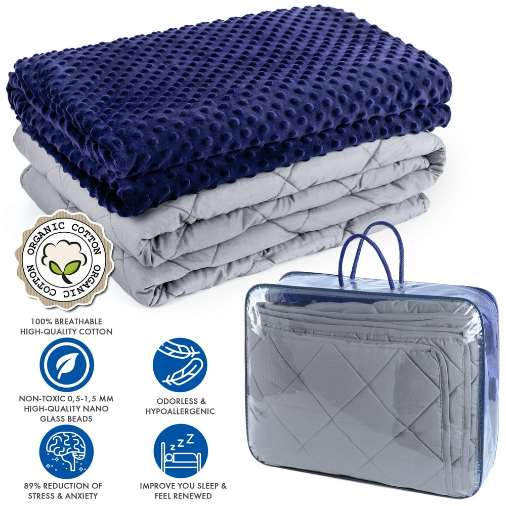 Premium Weighted Blanket 20 lbs and Cozy Soft Cover Set 60 x 80 inch