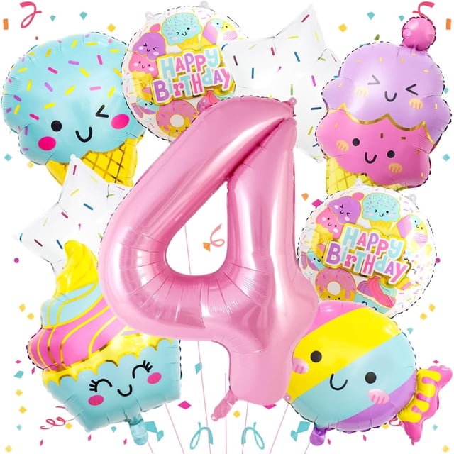 Set de globos PRELITER Pink Ice Cream número 4 para fiesta de cumpleaños