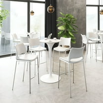 Ace Barstool White & Silver Barstool, Modern Style, Plush and durable faux leather fabric, Plywood, Indoor Bar