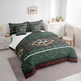 thumbnail image 3 of Manfei Green Western Aztec Bedding Comforter Set 7 Pieces for Women, Boho Mandala Square Full Bedding Set, Tribal Hippie Style Reversible Fitted Sheet Flat Sheet, Microfiber Bedroom Decor, 3 of 7