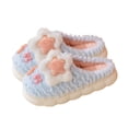 thumbnail image 1 of Womens Furry Slippers Fluffy Plush Bow Rabbit Moon and Stars Cute Girlish Princess Thick Bottom Memory Foam Comfortable Non-Slip Warm Winter Home Slippers Blue, 1 of 7