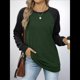 thumbnail image 4 of Sudadera Ligera de Larga con Cuello Redondo y Diseño Raglán con Bloques de Color para Mujer Verde Oscuro XL, 4 of 10