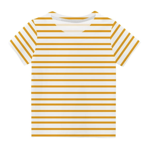 MeetoTime Kids Boys Girls T-shirt Round Neck Short Sleeve Striped Printed Tops Tee Summer Graphic Shirts