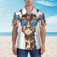 thumbnail image 2 of Honeii American Giraffe Style Print Men’s Hawaiian Shirt,Classic Button-Down Short Sleeve Shirt, for Beach, Vacation, and Outdoor Activities,Large, 2 of 7