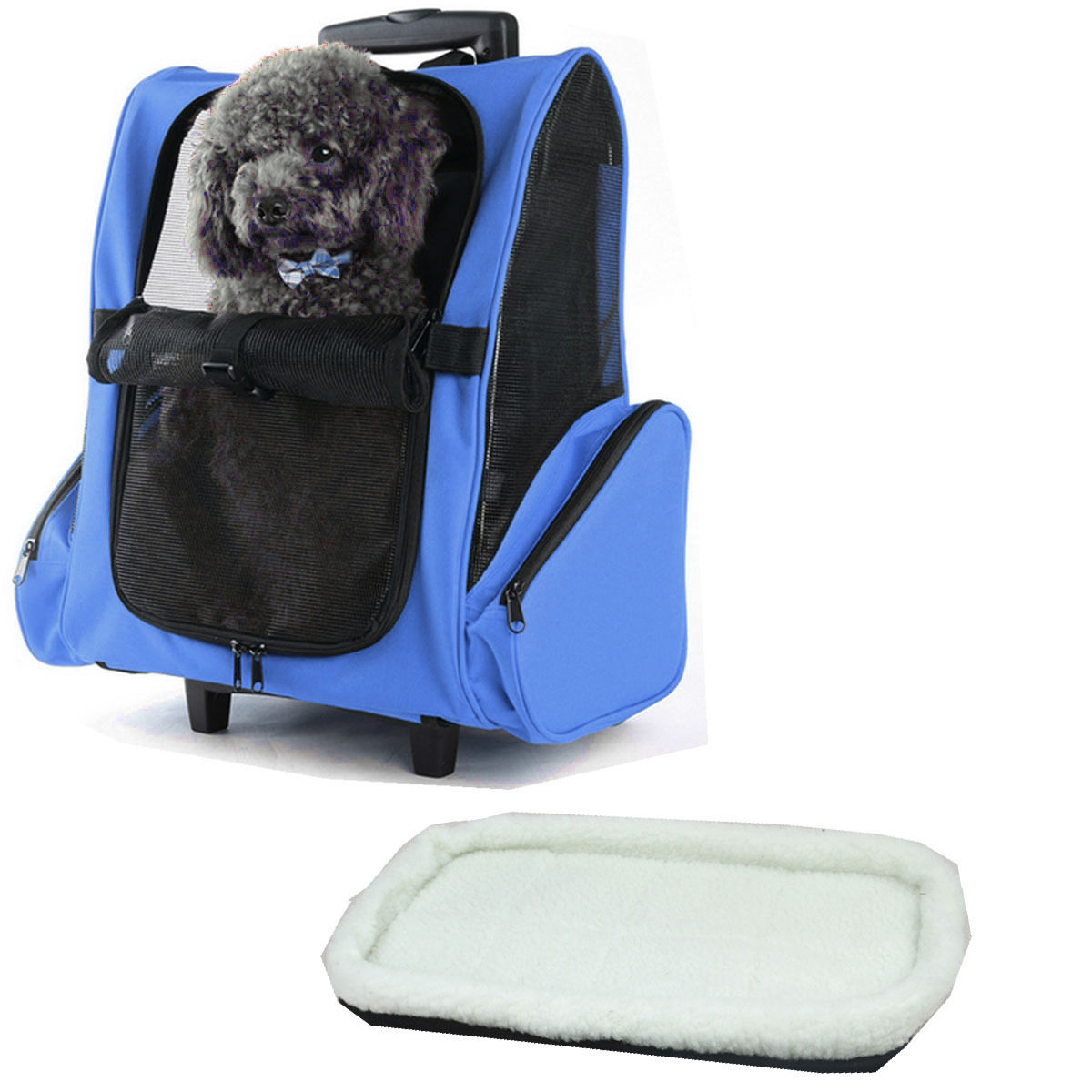 Pet Carrier Backpack with Wheels And Soft Mat Airline Approved Dogs