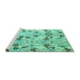 thumbnail image 2 of Ahgly Company Machine Washable Indoor Square Oriental Turquoise Blue Modern Area Rugs, 8' Square, 2 of 4