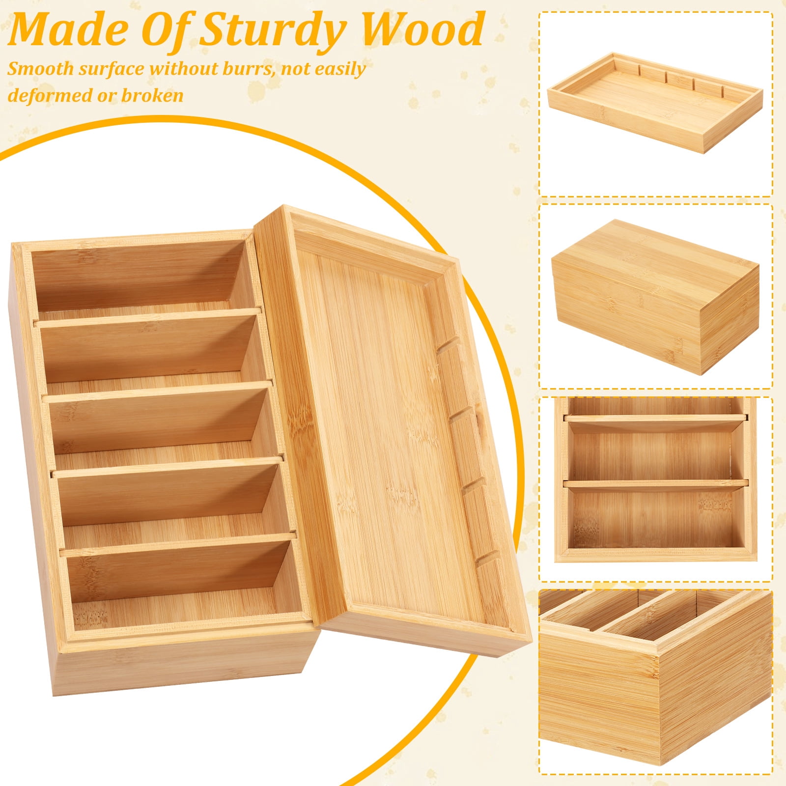 3 x 5in Index Card Holder Set Wood Recipe Box Organizer Index Card Organizer Adjustable Divider Without or With 300 Note Paper for Office Business Home