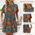 thumbnail image 4 of TEMOFON Dressy T Shirt Dress for Women Crew Neck Dresses Beach Sundress with Pockets Casual Short Sleeve Midi Dresses Womens Clothes Boho Floral Print Swing Vacation Holiday Summer Dresses, 4 of 9