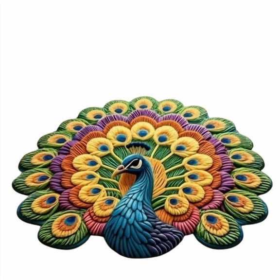 Ke1Clo Peacock Bath Mat under $5! Crystalline Velvet Quick Dry Non Slip for Bathroom Entryway Unique Shape