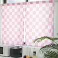 thumbnail image 3 of Pink Checkered Kitchen Curtains, Rustic Farmhouse Kitchen Curtain, Checkerboard Vintage Small Kitchen Curtains Sets for Bathroom Cafe Window Treatment Drapes 2 Panels (Each 27.5x39 Inch), 3 of 6