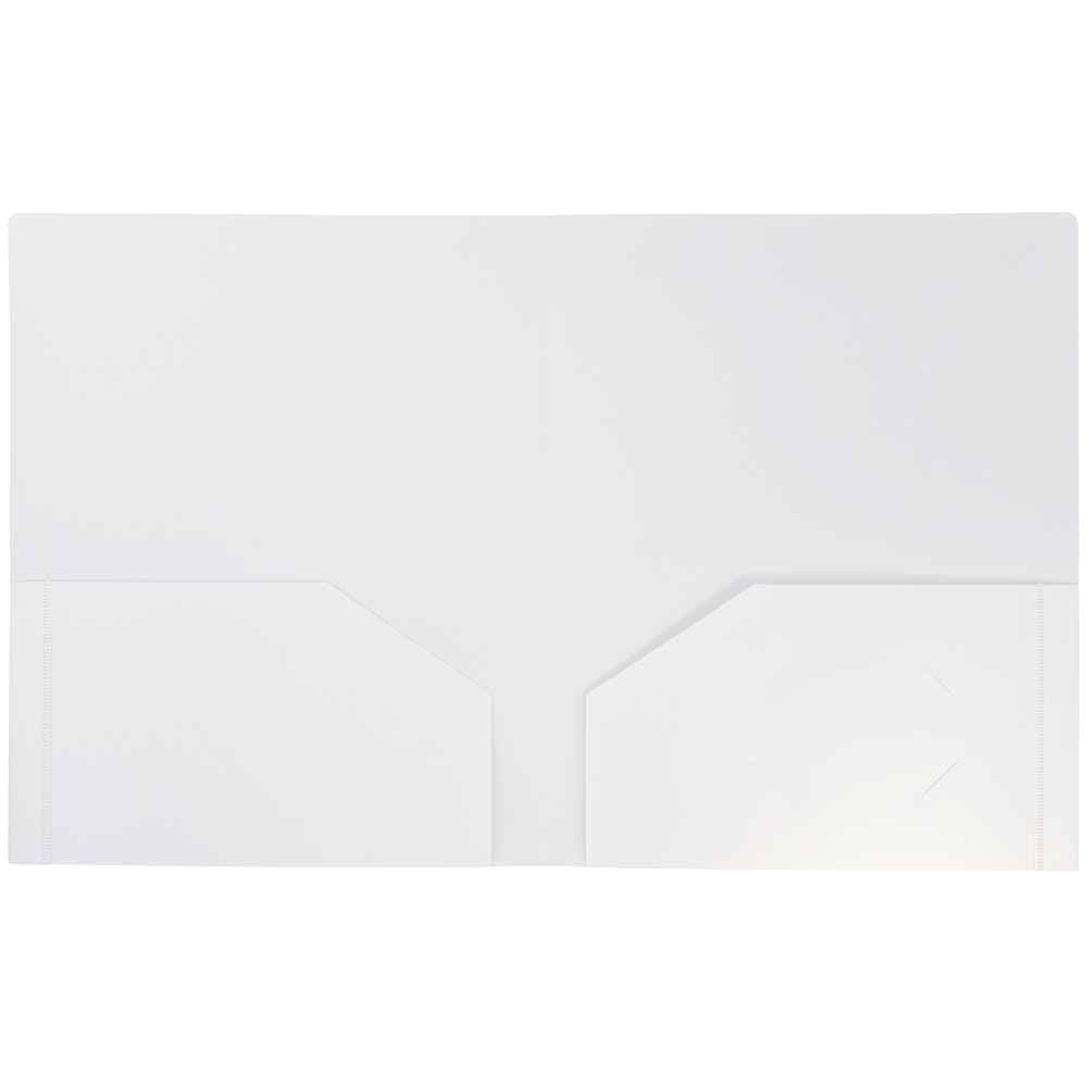 JAM Paper Heavy Duty Plastic Two Pocket Presentation Folders, White, 108/pack