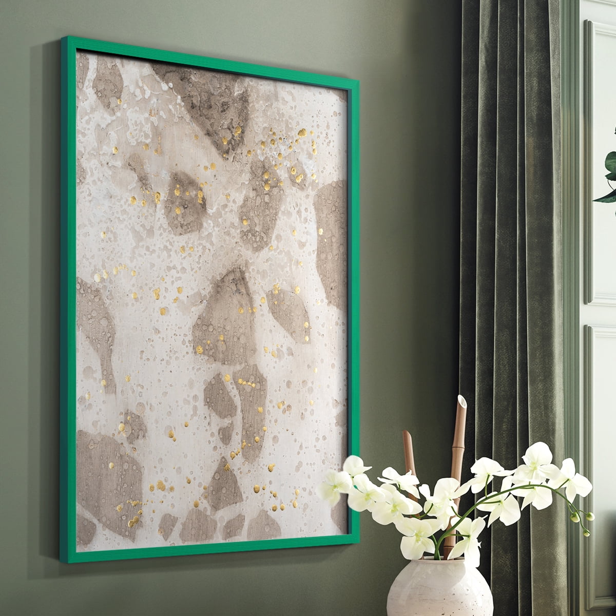 Chordata I Framed Print in Green Solid Wood Framed Print No Nail Hanging