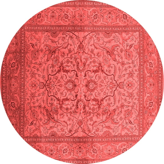 Ahgly Company Indoor Round Oriental Red Industrial Area Rugs, 8' Round