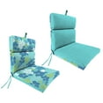 thumbnail image 6 of Jordan Manufacturing 42" x 20" Dumont Sprite Aqua Tropical and Gauze Sprite Aqua Crosshatch Reversible Rectangular Outdoor Chair Cushion with Ties and Hanger Loop, 6 of 14