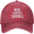 thumbnail image 2 of Here Comes Trouble Hat Vintage Dad Hats Baseball Cap, 2 of 8