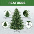 thumbnail image 4 of 6.5ft Traditional Christmas Tree with Lights, Tree Prelit with 3156 Branch Tips, 450 Warm Lights and Metal Stand by Homestock, 4 of 9
