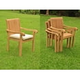 thumbnail image 3 of Grade-A Teak Dining Set: 4 Seater 5 Pc: Noida Round Side Table And 4 Napa Stacking Arm Chairs Outdoor Patio WholesaleTeak #WMDSNP32, 3 of 3