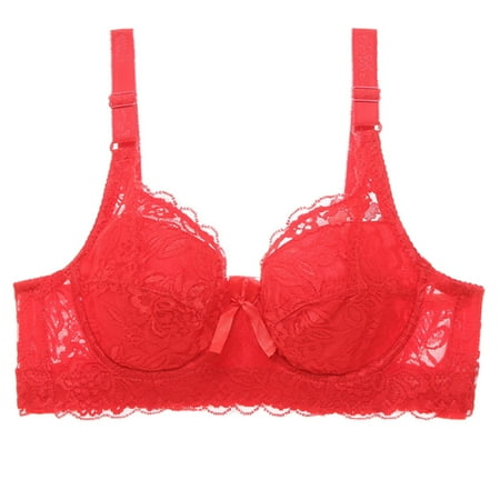 

Lace Bras For Women Gathering Push-Up Deep V Bra Adjustable Cordless Brassiere