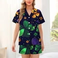 thumbnail image 2 of Fewfanhot Women's St. Patrick's Day Pajama Set, Printed Short Sleeve Button Down Top & Shorts, Soft Milk Silk Sleepwear, 2 of 6