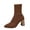 Brown, variant on Bixock Boots for Women Mid Heel Short Boots Large Size Pointed Toe Slip On Stretch Sock Boots Comfortable Warm Daily Wear Fall Women Shoes