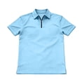 thumbnail image 2 of Mens Polo Shirt Quick Dry Short Sleeve Golf Shirt Quarter Zip Pullover Sweatshirt Casual Basic Tees Lightweight Top (Light Blue,M), 2 of 4