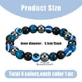 thumbnail image 2 of 1Box 4Pcs 4 Colors Evil Eye Dyed Natural Tiger Eye & Black Agate Round Beaded Stretch Bracelets Set Mixed Color Inner Diameter: 2 inch(5.1cm) 1Pc/color, 2 of 8