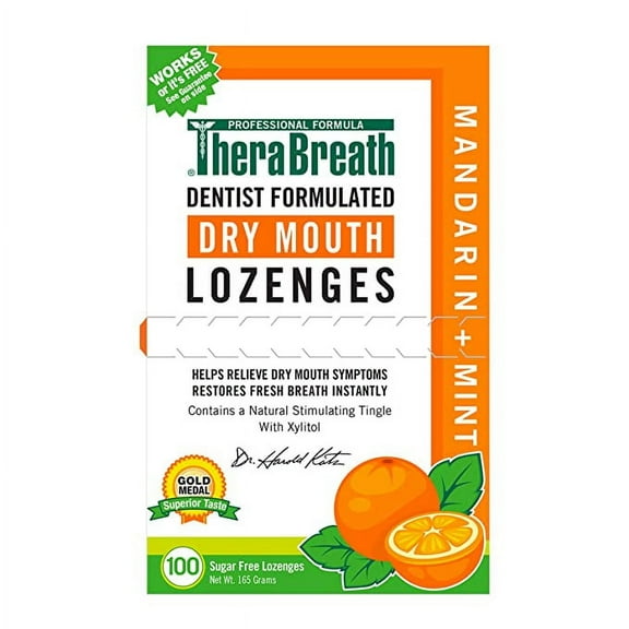 Thera Breath Dentist Formulated Dry Mouth Mandarin Mint Wrapped Sugar Free Lozenges, 100 Ea