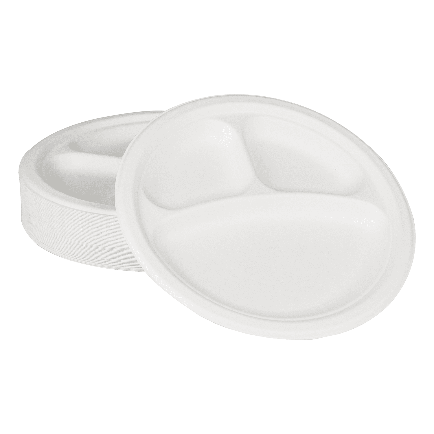 Karat Earth 3 Compartments, 9" Paper Plates, Molded Fiber, 500 Count (10 Pack)