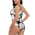 thumbnail image 4 of Picia Cute Baseball Pattern Women's One Piece Swimsuits,One Shoulder Swimwear Asymmetric ,Ruffle Monokinis Bathing Suits,High Waisted Flattering Bathing Suits-Medium, 4 of 8