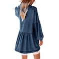 thumbnail image 2 of sicmoss Women's Blue Cotton Oversized Distressed Denim Button Down Jean Dress Flowy Mini with Pockets, 2 of 6