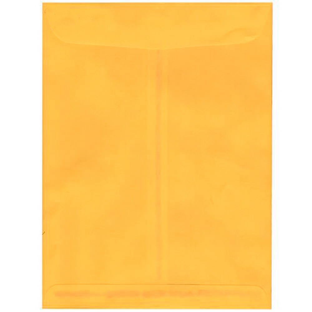 JAM Paper & Envelope 9" x 12" Open End Envelopes, Sun Yellow, 10 Per