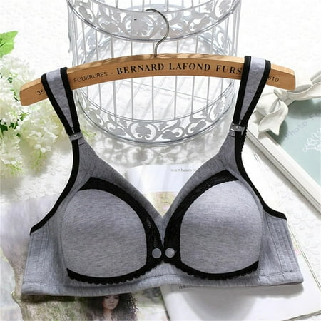 

4-pack Lace front open button -feeding rimless wide shoulder strap large bra bra