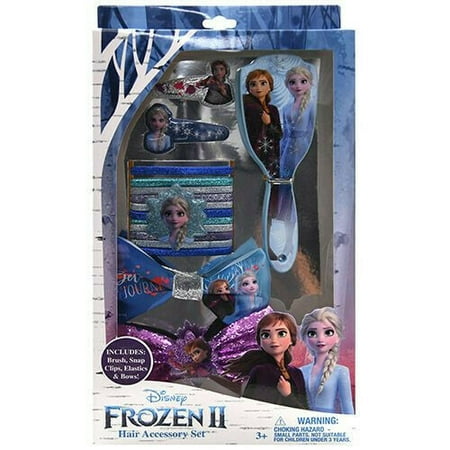 Disney Frozen 2 Girls Hair Accessories Gift Set Brush Clips Bows Ties 16 Pieces