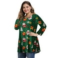 thumbnail image 3 of Attraco Womens Plus Size Tunic Tops Christmas Santa Print Plaid Blouse Shirt, 3 of 8