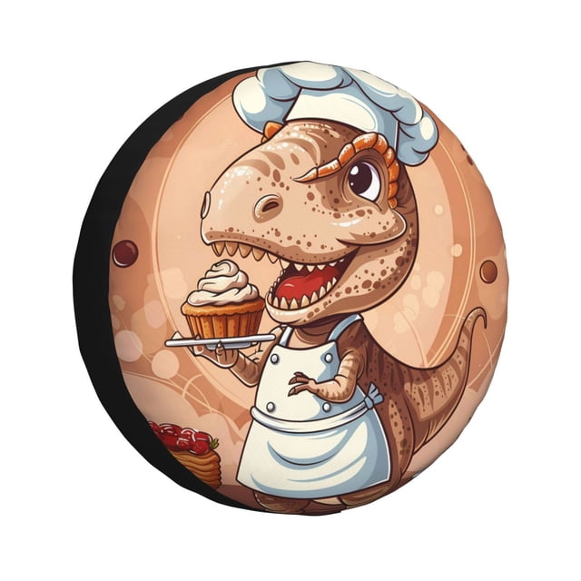 Balery Dinosaur Baking Delight Cubiertas para Neumáticos - Protector Resistente para Neumáticos de Camioneta, SUV, Remolque, Camper y RV-14 inch