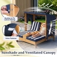 thumbnail image 4 of UBesGoo Toddler 2-Seater Patio Daybed with Canopy, Kids Wooden Outdoor Lounge with Cushion & Side Table, Teak Tone Cedar Frame, 4 of 17