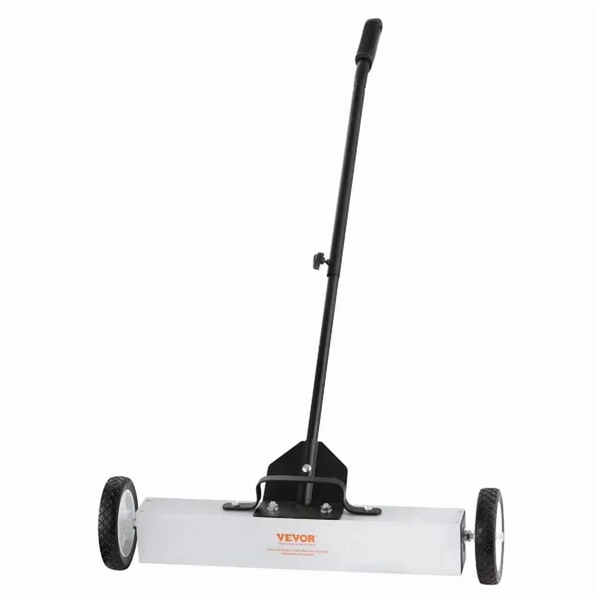 50 Lbs Rolling Magnetic Sweeper with Wheels 24 Inch Large Magnet Pickup Lawn Sweeper Telescoping Handle for Easy Workshop Garage Yard Cleanup