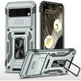 thumbnail image 1 of KOMI Case for Google Pixel 9/ 9Pro/ 9ProXL, Ring Holder Case with Magnetic, Lens Sliding Push Window Phone Case Slim Shock Protection (Gray, 9), 1 of 5