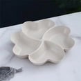thumbnail image 1 of Grid Plate Smooth Material Fruit Plate Flower-shaped Special Plate Snack Snack Plate Beautiful Shape Four-leaf Clover Plate Beige, 1 of 6