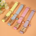 thumbnail image 4 of Pet Artist Fancy Sequin Personalized Dog Collars Custom Pet Puppy Cat Name Engraved ID Tag Gold Buckle with Cute Flower Pendent, 4 of 10