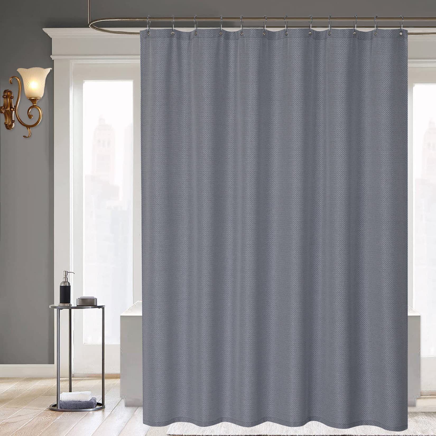 Kitsin Stall Shower Curtain, Flax Linen Texured 155GSM Heavy Weight