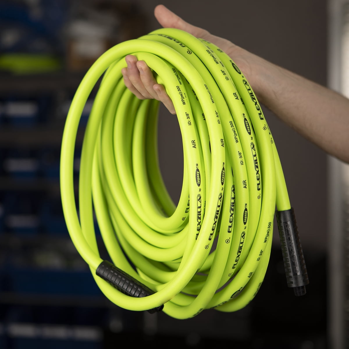 Flexzilla® Air Hose, 1/2" x 100', 3/8" MNPT Fittings, ZillaGreen®
