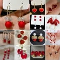 thumbnail image 3 of EOEMY 925 Silver Red Tassel Stud Earrings Dangle Wedding Fashion Jewelry Women-13-Rose Drop, 3 of 9