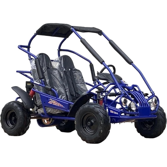 TRAILMASTER Mid XRX/R - Deluxe Go Kart Buggy with Reverse, Full roll cage and Safety Harness, Ages 10 and up, 196 CC Electric Start. (Plus, Blue)