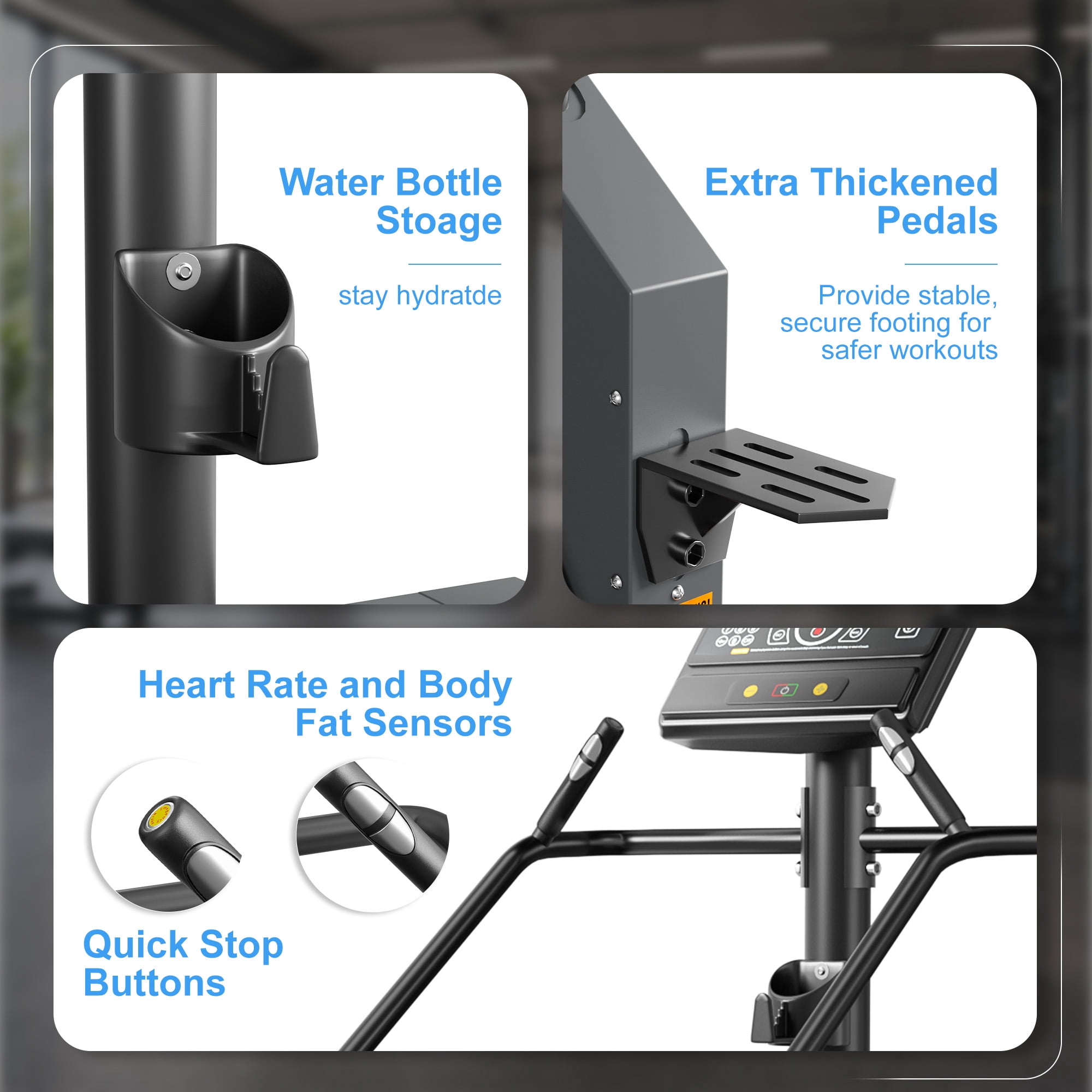 INTRTLOCKINGING TILES Stair Stepper Machine, 375 LB Capacity with 15 Resistance Levels for Home Cardio & Strength Training