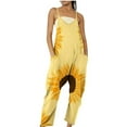 thumbnail image 2 of Pantalon pour Femmes Mode Sans Manches Imprimé Épaules Dénudées Décontracté Combinaison Patchwork Jaune TG, 2 of 5