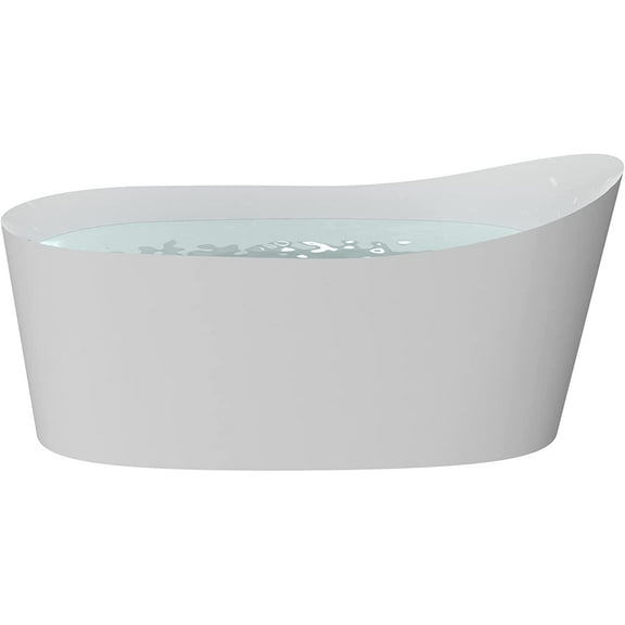 HEATGENE 62 Inches Acrylic Freestanding Bathtub Contemporary Soaking Tub Modern Bathtub Easy to Install UPC Certified Drain & Overflow Assembly Included