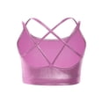 thumbnail image 2 of inhzoy Kids Girls Metallic Cross Back Dance Crop Top Spaghetti Strap Cami Gymnastics Skating Athletic Sports Bra Pink 16, 2 of 6